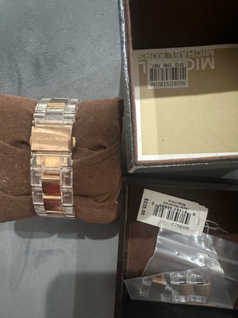 Michael Kors Rose Gold and Clear Link Bracelet Watch - Picture 2 of 3